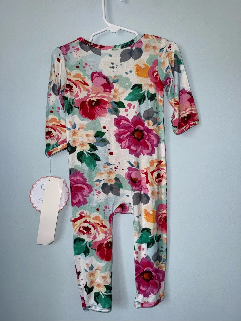 Posh Peanut Floral Ruffle Button Romper in Mint, Pink, Green, Yellow